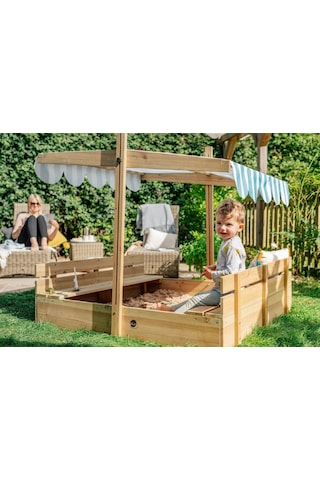 Plum Gölgelikli Ahşap Kum Havuzu Çok Renkli