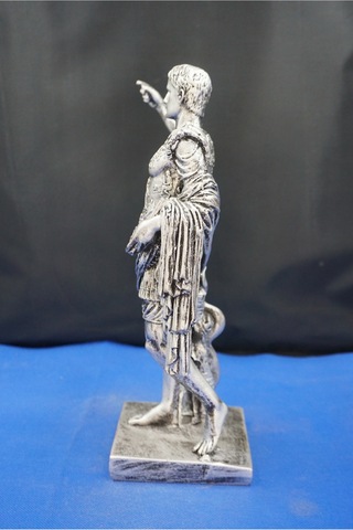 Sezar Augustus Roma İmparatoru Heykeli - 33 Cm Dekoratif Biblo, Ev & Ofis Hediyelik Aksesuar Gümüş