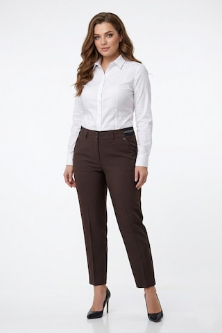 Kübra Kadın Kumaş Bilek Pantolon Bel Yarım Lastikli Bgl-st05388 Kahve