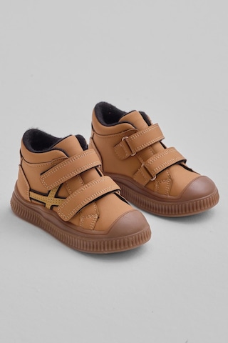 Tonny Black Esnek Termo Taban Çift Cırtlı Şerit Desenli Çocuk Unisex Camel Spor Kısa Bot Tbrzn015 Camel