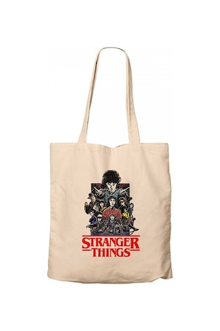 Stranger Things Characters Krem Kanvas Bez Çanta Krem