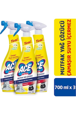 Ace Çamaşır Suyu İçermez Ultra Köpük Mutfak 3 x 700 ML