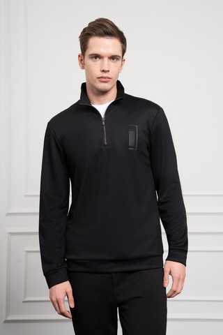 Morven Erkek Siyah Femuarlı Bato Yaka Dynamic Fit Rahat Kesim Sweatshirt 25ms063001001 Siyah Siyah