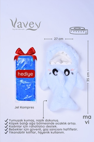 Shark Desenli Mavi Su Torbası Kılıfı Yumuşak