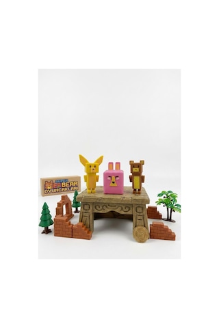 Super Bear Adventure Tilki, Ayı Ve Tavşan Figür Seti - Tüm Eklemleri Hareketli 3'lü Oyuncak - 8 Cm