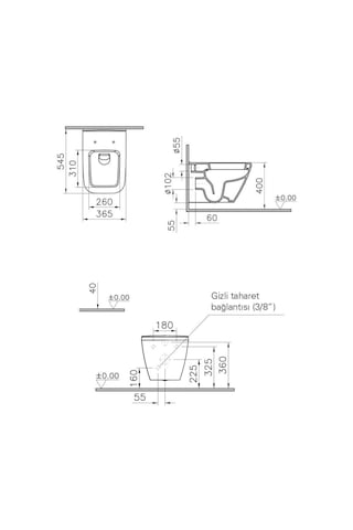 VitrA İntegra Square Asma Klozet +VitrA Soft Kapak 7081l003-0090 Beyaz