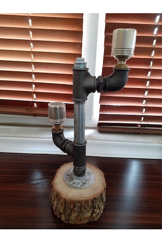 Endüstriyel Borulu Rustik Vintage Tarz Masa Lambası - Ehd-Ml3X-20