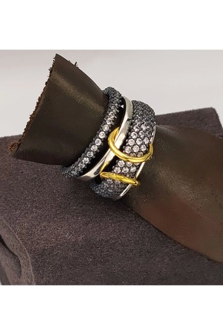 925 Ayar Çoklu Tarz Gümüş Yüzük Çok Renkli