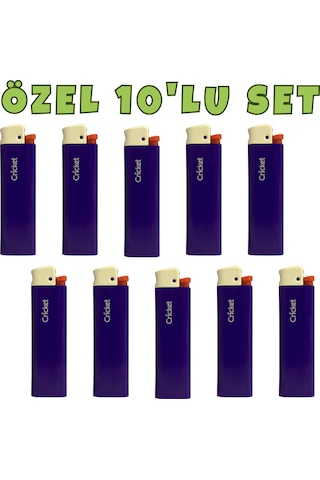 Cricket Cep Boy Taşlı Çakmak Mum Alev 10 Lu Set Lacivert Renk