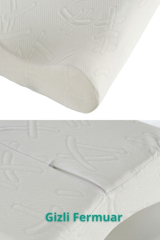 Rudu Japon Yastık Kılıfı Çift Taraflı Visco Visko 51x41x13-11cm Beyaz