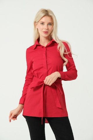 Bağcık Detay Tunik Gömlek Kırmızı