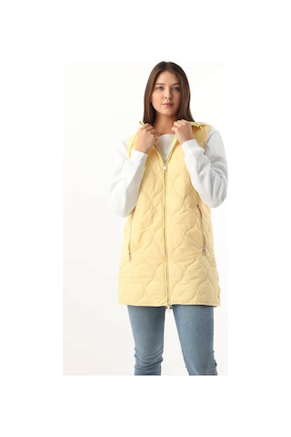 Markapia Woman Kadın Çıtçıt Yırtmaç Detaylı Kapitone Yelek Sarı
