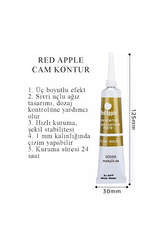 Altın Sarı Kontür Boyası 20 Ml 3 Adet Red Apple Cam Vitray Boyası Kontur Boyası Ana Hatları Çizme Sanatsal Hobi