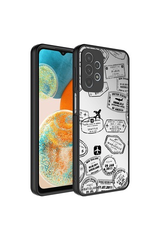 Samsung Galaxy Uyumlu A23 Kılıf Aynalı Desenli Kamera Korumalı Parlak Zore Mirror Kapak - Seyahat