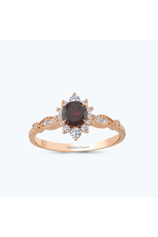 Altınbaş Pırlanta Garnet Taşlı Vintage Yüzük Pnf003pgrn-14k
