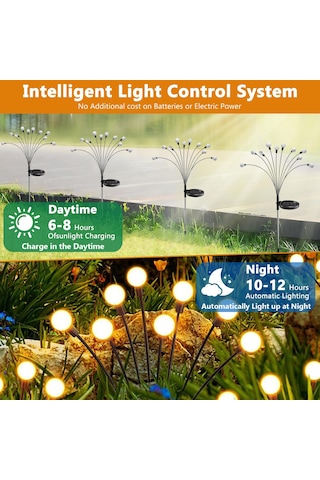 Solar Bahçe Lambaları, 4 Adet 10 Led Ateş Böceği, Solar Lamba,