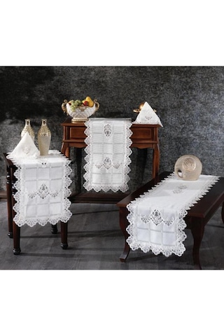 Sahra 5 Parça Salon Takımı Krem Krem