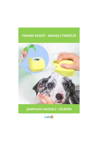 Yumuşak Silikon Şampuan Hazneli Kedi Köpek Yıkama Kesesi 80ml