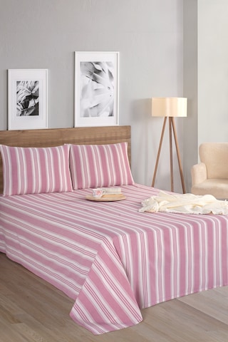 Eponj Home Sport Çizgili Çarşaf + Yastık Kılıfı Seti Tek Kişilik Soft Line Bordo Bordo