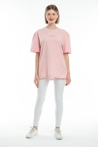 Superlife Süperlife Kadın Bisiklet Yaka Standart ®ular Fit Brookyln Baskılı Tişort Spr21yk27 Pembe