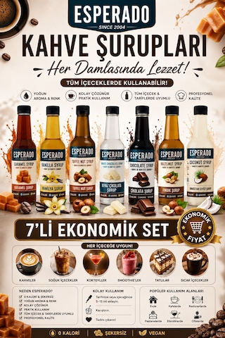 Şekersiz Sugar Free 7 Li Ekonomik Kahve Şurubu Seti 250 Ml X 7 Adet Diğer Şekersiz Sugar Free 7 Li Ekonomik Kahve Şurubu Seti 250 Ml X 7 Adet Diğer