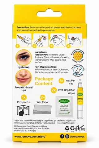 Remove Retouch Pen Kaş Ve Yüz Tüy Alma Kalemi 4 Ml Hassas Bölgeler İçin Soğuk Ağda, Isıtma Gerektirmeyen Pratik Tüy Alma Ürünü