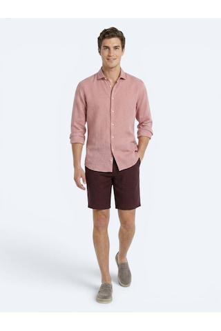 Kip Bordo Düz Dokuma Jogging Fit Casual Pamuk Karışımlı Bermuda