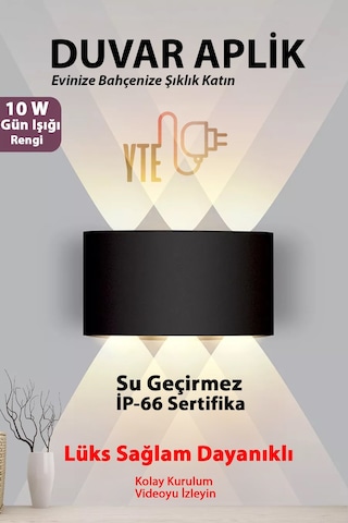 Gün Işığı Duvar Dekoratif Işıklı 10 W Aplik Su Geçirmez İç-dış Mekan Gün Işığı