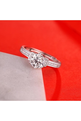 Bague Ringen 925 Gümüş Set 0.5ct-3ct18 Mozanit Sadece Aşk Serisi Kadın Basit Moda Ayarlanabilir Yüzük Includes Gift Box Certificate 2ct