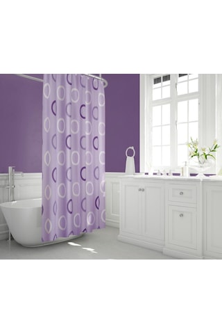 Zethome Tropik Banyo Duş Perdesi 5033 Tek Kanat Lila 1X120X200 Lila