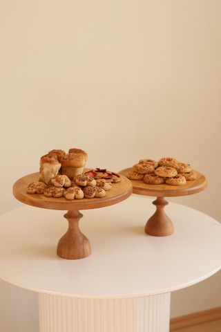 2 Li 25/14 Cm Mummy Ve 29/17 Cm Mummy Ahşap Pasta Sunum Servis T.