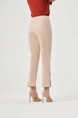 Misswhence Minimalist Yüksek Bel Crop Pantolon - Yan Fermuar Detayı Taş