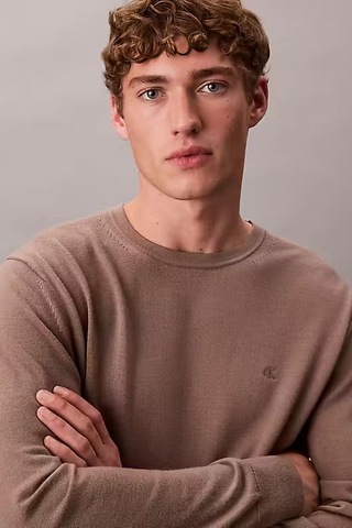 Erkek Regular Fit Merinos Yünü Triko Kazak - Vizon Taupe Tone