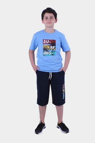 Fyk Kids Erkek Çocuk Alt-üst Kapri-tişört Takım Mavi