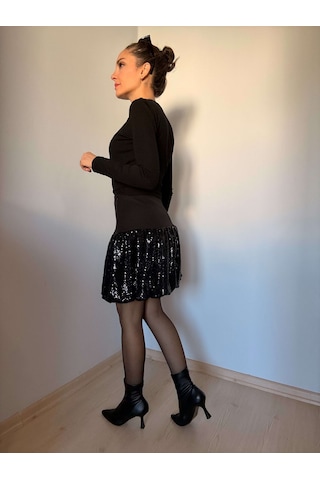 Ali Butik Siyah Pullu Balon Etek Siyah
