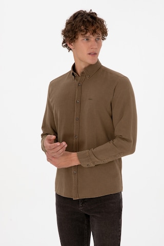 U.s. Polo Assn. Erkek Haki Gömlek Desenli 50308390-vr027 Haki