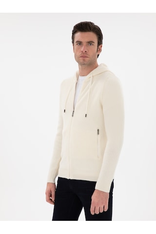 Cacharel Ekru Slim Fit Triko Hırka Bej