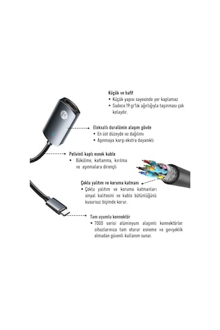 JEYI USB Type-C to HDMI 4K/60Hz Dönüştürücü Çevirici Adaptör