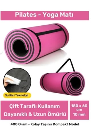 Doğa Kamp Pilates Matı Spor Matı Çift Taraflı Kalın Mat Kamp Minderi Pembe