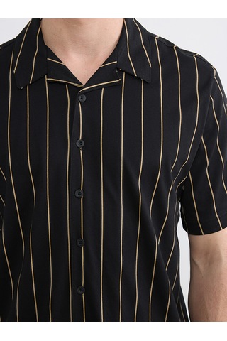 Lc Waikiki Lc Waıkıkı Siyah Standart Kalıp Çizgili Penye Erkek Pijama Takım