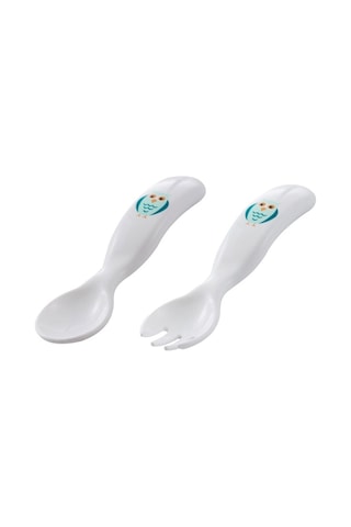 Mamajoo Desenli Kaşık & Çatal Seti / Beyaz Baykuş
