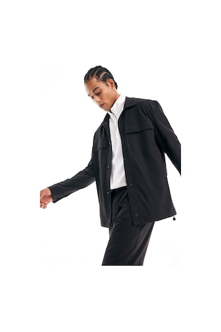 Defacto Regular Fit Polo Yaka Çıtçıtlı Cepli Teknik Gömlek Ceket B7396AX24SP Siyah
