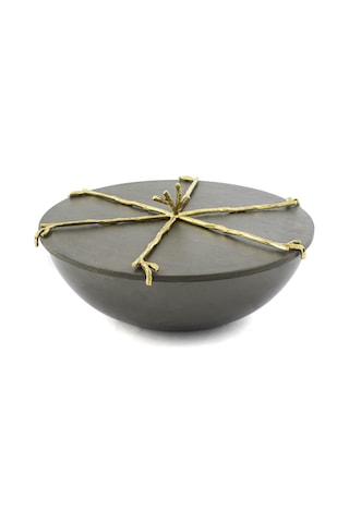 Mikasa Moor Branch Kapaklı Gold Gri Kase 27x12cm Gri