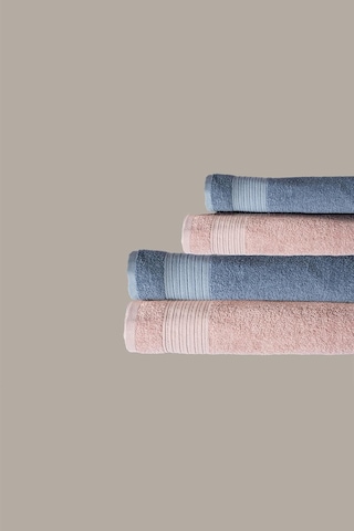 8 Li Çizgili Geniş Aile Seti Pudra Mavi Yumuşak Pamuk El Yüz Banyo Havlu Seti 50x90 Cm 70x140 Cm Renklı