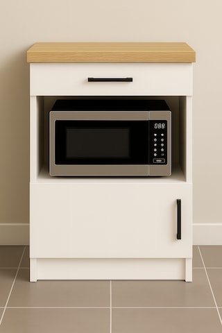 Dora Çok Amaçlı Dolap - Mikrodalga - Erzak - Mutfak - Kiler Dolabı - 60 Cm Beyaz - Atlantik Çam