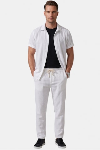 Deep Sea Deepsea Beyaz Çizgi Dokulu Rahat Kesim Yazlık Spor Pantolon Hafif Kumaş Modern Tasarım 2600263
