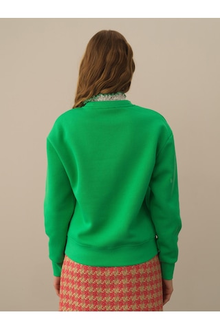 Xint Yeşil Oversize Dik Yaka Pamuklu Sweatshirt 400577