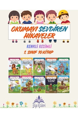 1. Sınıf Okumayı Sevdiren Renkli Resimli Hikayeler 24- 10 Kitap