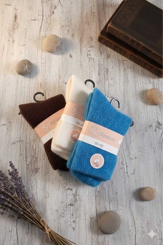 Angora Yün Çorap 3 Adet Set 2