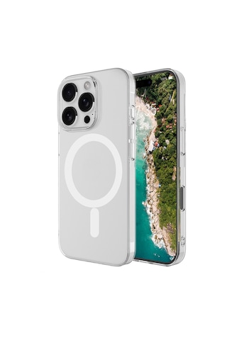 Apple Uyumlu iPhone 16 Pro Kılıf İnce Ve Sert Yapılı Şeffaf Magsafe Silikon Kapak Ryc/london Colorless